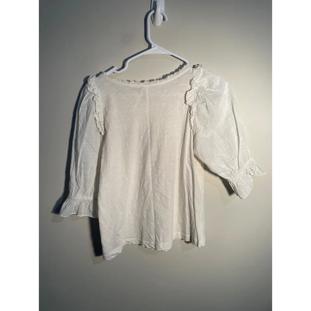 Anthropologie Keri‎ Smocked Top in White Size XS Peasant Cottagecore Feminine